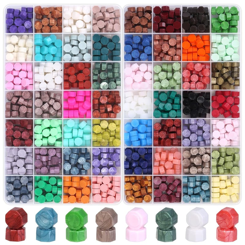 Caffox 1456Pcs Sealing Wax Beads Kit, Letter Wax Seal Stamp, 56 Colors - Image 1